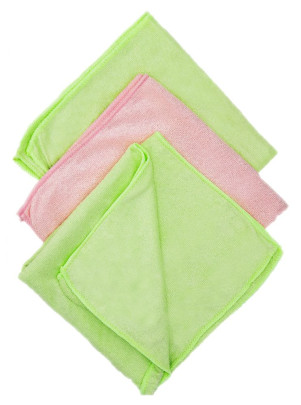 purclean 3er Set Microfasertücher mit 30% Polyamide, extra saugstark, ca. 40 x 35 cm, in den Farben grün, rosa und blau 