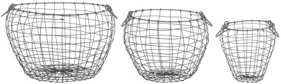 Rivanto® 3er Set Drahtkörbe mit Aufhänge-Haken, Größe L, 22,9 x 22,9 x 23,7 cm, bauchig, aus Eisendraht, in 3 verschiedenen Größen 