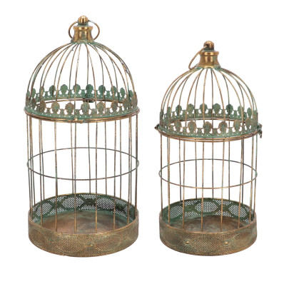 Rivanto® Aged Metal Vogelkäfig 2er Set aus Eisen für den Garten 