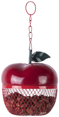 Rivanto® Apfel Futterhänger für Wildvögel, aus Metall, Ø 12,6 x 14,5 cm, mit Aufhänge-Öse, attraktive Gartendekoration 