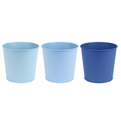 Rivanto® Blautöne Zink Blumentopf Ø 12 cm, für Terrasse, Balkon & Garten, farbig sortiert, Pflanztopf 