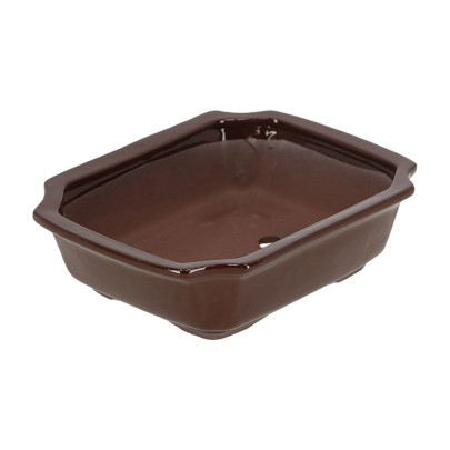 Rivanto® Bonsai Schale rechteckig aus Terracotta, Pflanzschale, Blumentopf, braun 