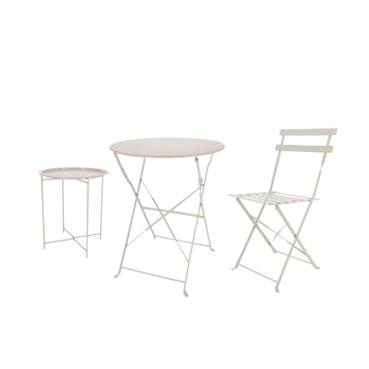 Rivanto® Desert Dream Bistromöbel aus Eisen, Gartenstuhl und Gartentisch mit Beistelltisch, grau 