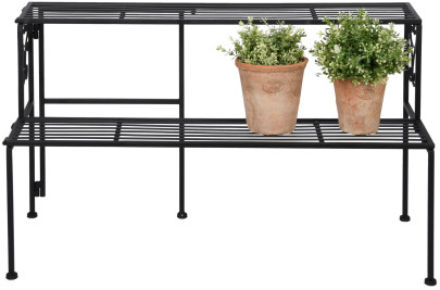 Rivanto® Etagere 2 Ebenen, aus Eisen, faltbar 78,9 x 34,5 x 47,3 cm, fünf Standfüße, stabiler Stand, ideal für Blumentöpfe, Pflanzkästen 