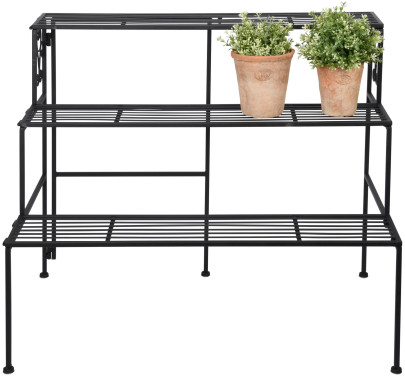 Rivanto® Etagere 3 Ebenen, aus Eisen, faltbar 78,9 x 51,5 x 65,3 cm, fünf Standfüße, stabiler Stand, ideal für Blumentöpfe, Pflanzkästen 