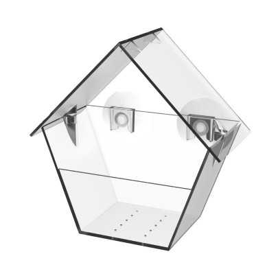 Rivanto® Fensterfutterhaus mit Dach aus transparentem Kunststoff, Saugnäpfe für einfache Montage 