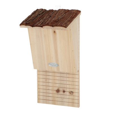 Rivanto® Fledermauskasten mit Rindendach, H40 x 20 x 15 cm, Nistkasten aus Tannenholz, Wandmontage 