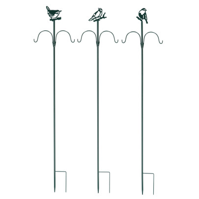 Rivanto® Futterstation Vogel Höhe 148 cm, Vogelfutter-Aufhänger, Design sortiert, Eisen Futterstab, Breite ca. 30 cm, grün 