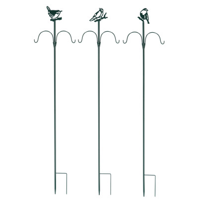 Rivanto® Futterstation Vogel Höhe 148 cm, Vogelfutter-Aufhänger, Design sortiert, Eisen Futterstab, Breite ca. 30 cm, grün 