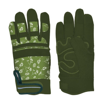 Rivanto® Garten Handschuhe gefüttert gemustert Größe L, Länge 19 cm, Bodenhandschuhe für Garten und Beet, Arbeitshandschuhe mit Klettverschluss 