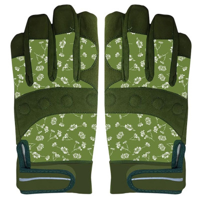 Rivanto® Garten Handschuhe gemustert Größe L, Bodenhandschuhe für Garten und Beet, Arbeitshandschuhe mit Klettverschluss, atmungsaktiv 