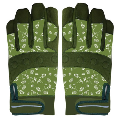 Rivanto® Garten Handschuhe gemustert Größe L, Bodenhandschuhe für Garten und Beet, Arbeitshandschuhe mit Klettverschluss, atmungsaktiv 