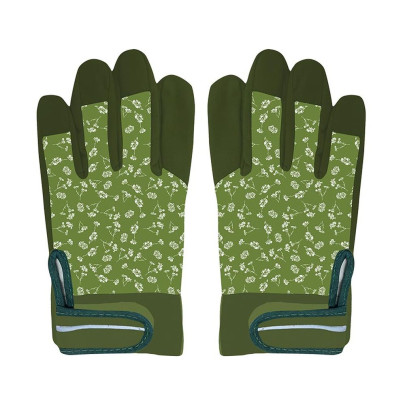 Rivanto® Garten Handschuhe gemustert Größe M, Bodenhandschuhe für Garten und Beet, Arbeitshandschuhe mit Klettverschluss, atmungsaktiv 