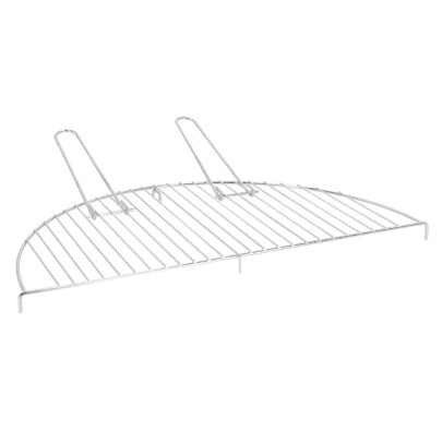 Rivanto® Halbrunder Edelstahl-Grillrost 52,5 x 26,5 cm mit Transportgriffen Grillrost für Feuerschale mit Grillrost heber 