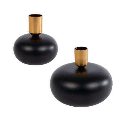 Rivanto® Kerzenhalter "Maya Kugel" schwarz/gold Metall-Kerzenständer für Kerzen Ø 2,1 cm, Tisch-Deko 