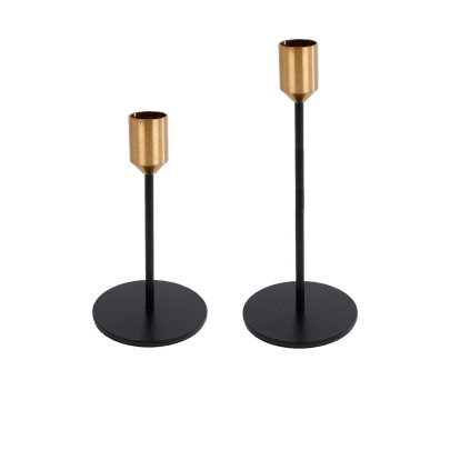 Rivanto® Kerzenhalter "Maya" schwarz/gold Metall-Kerzenständer für Kerzen Ø 2,1 cm, Tisch-Deko 