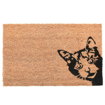 Rivanto® Kokosmatte Kuckuck! Katze aus Kokosfaser/Kunststoff, 60 x 40 x 1,5 cm, Fußabstreifer, Fußabstreifer, Schuhabstreifer, Schuhmatte 