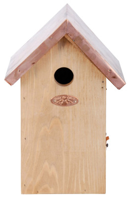 Rivanto® Nistkasten Blaumeise mit Kupfer Dach, 14 x 17 x H26 cm, Vogelhaus 