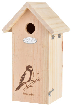 Rivanto® Nistkasten Kohlmeise mit Silhouette "Kohlmeise" 14 x 17 x 30 cm, Vogelhaus mit Türchen Anzahl: 1 Stück