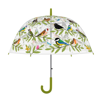 Rivanto® Regenschirm mit Motiv Vögel, transparent, Ø 83 x 81,5 cm Kunststoff/Stahl, bunt 
