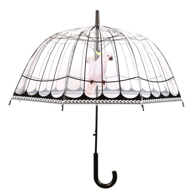 Rivanto® Regenschirm Vogelkäfig aus Polyester/Stahl, Ø 81 x 83 cm, Kunststoffgriff, transparente Schirmfläche im Vogelkäfig-Design, extra lang 