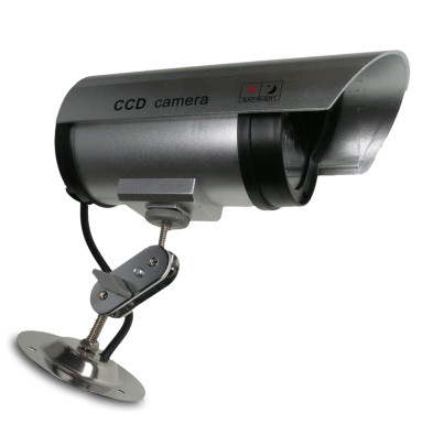 Rivanto® Schwenkbare Kamera Attrappe für außen und innen, wetterfest, Fake Überwachungskamera mit blinkender LED 