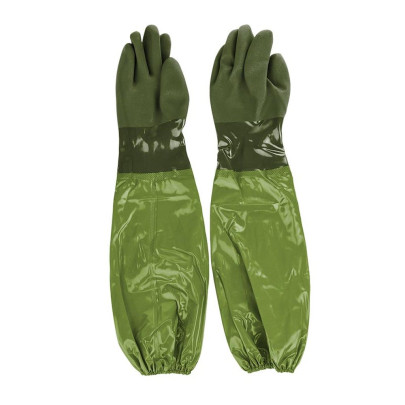 Rivanto® Teich Garten Handschuhe mit langem Unterarmschutz, Größe L, wasserdichter Arbeitshandschuh für Teich und Aquarium, grün 