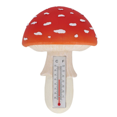 Rivanto® Thermometer Fliegenpilz Höhe 16,5 cm Outdoor-Thermometer Wandmontage 