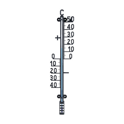 Rivanto® Thermometer mit Zahlen, schwarzer Kunststoff, blaues Farbstoffpulver, 9,8 x 2,8 x 41,4 cm, Garten Thermometer mit Celsius Skala 