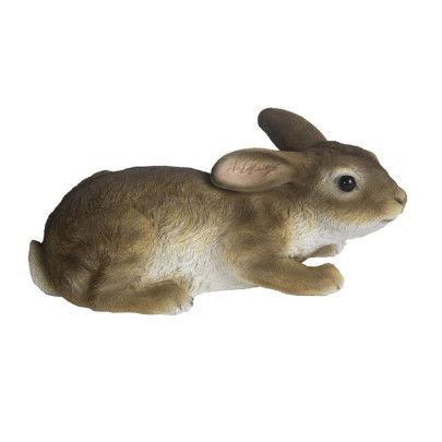 Rivanto® Tierfigur Hase liegend Größe S 10 x 23,5 x 10 cm authentische Gartendekoration aus Polyresin, witterungsbeständig 