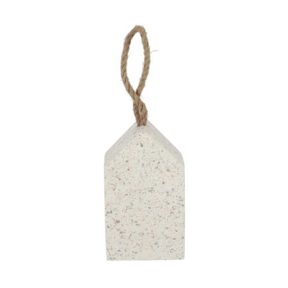 Rivanto® Türstopper Terrazzo Haus 10,1 x 10,2 x 16,8 cm Terrazzo/Jute/Gummi, Weiss 