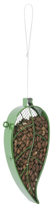 Rivanto® Vogelfutterhänger Blatt für Wildvögel, aus Metall, 13 x 4,8 x 28,1 cm, mit Aufhänge-Öse, attraktive Gartendekoration 