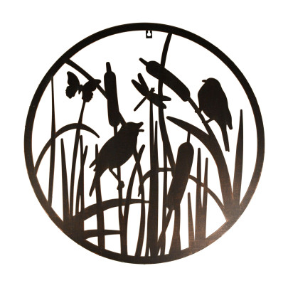 Rivanto® Wanddekoration rund Vögel aus Stahl, 60,3 x 60,3 x 1,5 cm, Wandelement, Wandobjekt, mit Montagelochungen 