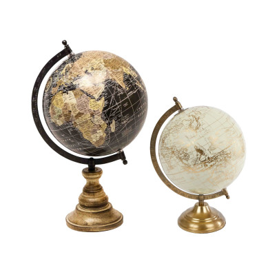 Rivanto® Weißer Globus mit Metallsockel, atemberaubende Dekoration, Globe mit Metallfassung 