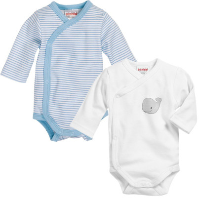 Schnizler Wickel-Body 1/1-Arm 2er Pack Wal, Größe: 62, Farbe: bleu 