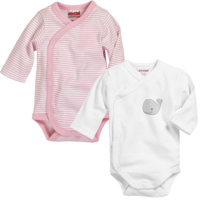 Schnizler Wickel-Body 1/1-Arm 2er Pack Wal, Größe: 62, Farbe: rosa 