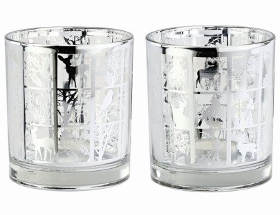 SIENA HOME Glaswindlicht, Kerzenhalter, 10,2 x 9cm mit Herbstmotiven, 1 Stück, sortiert 