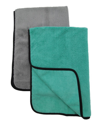 Steuber PREMIUM Mikrofasertuch türkis/grau 60 x 90cm, saugstark & fusselfrei, Oberflächen-schonendes Putztuch 