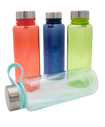 Steuber Trinkflasche Steel-Top 1000ml, Farbe wählbar, Kunststoff-Trinkflasche mit Edelstahldeckel 