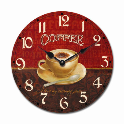 Tinas Collection runde moderne Wanduhr mit dem Motiv Cappuccion, Ø 30 cm 