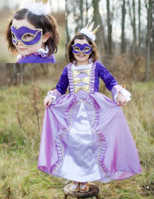 Trullala Musketier-Kleid mit Maske, Kinderfaschingskleid Größe: M 