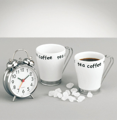 Zeller Geschenk-Set "Coffee", 3 teilig bestehend aus 2x Tassen und 1x Wecker-Uhr 