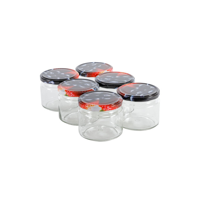 Axentia 6er Set Einmachglas Frucht 425 ml, kleines Marmeladenglas, ideal für Nachspeise oder Vorspeise