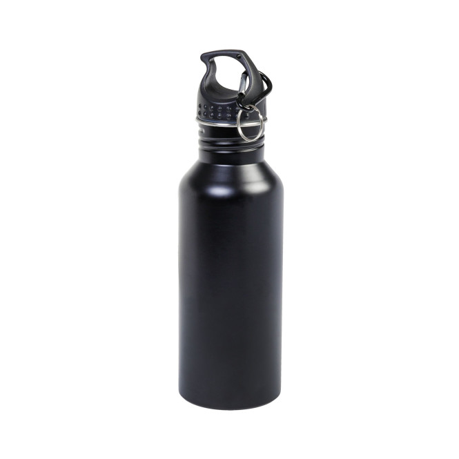 AXENTIA Thermoflasche 600 ml mit großer Trinköffnung, Edelstahl-Trinkflasche doppelwandig mit Henkel im Schraubdeckel, schwarz