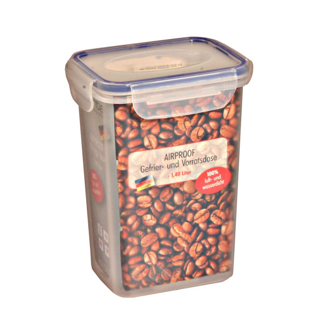 AXENTIA Airproof Kaffeedose, Vorratsdose, Frischhaltedose Multifunktionsbox 1,40 Liter, rechteckig, 13,5 x 10,5 x 18 cm