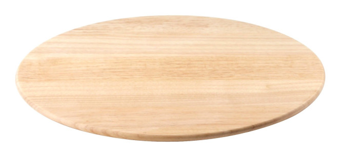 Continenta Drehplatte aus Gummibaumholz, Servierplatte, Drehbrett, Drehteller, Käseplatte, Größe: Ø 35 x 3,5 cm