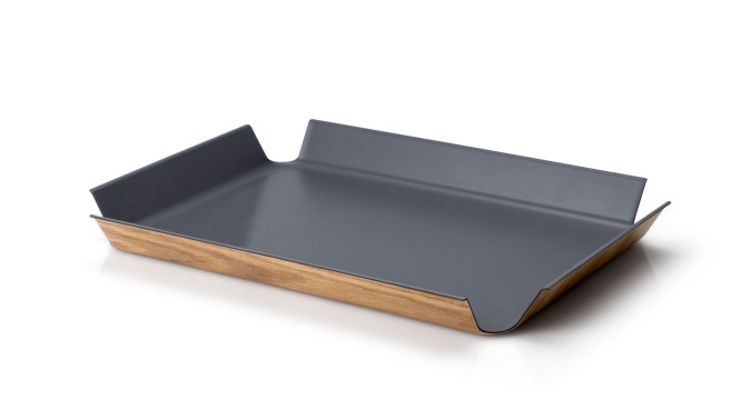 Continenta Rutschhemmendes Tablett, 41 x 29,5cm, innovativ aus extrem leichter Holzpapierfaser, in grau, stabiles Servier- und Frühstückstablett
