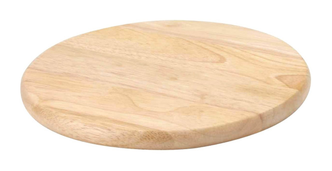 4 Stück Continenta Schneidebrett aus Gummibaumholz, universal einsetzbares Küchenbrett, Hackbrett, Gemüsebrett, rund, Größe: Ø 25 x 1,8 cm, Danto®-Set