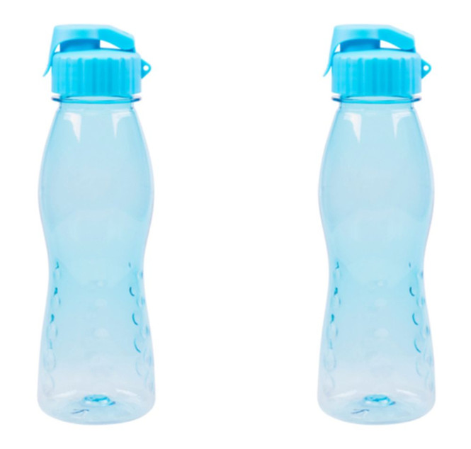 2 Stück culinario Freizeit Trinkflasche Flip Top, 700 ml, hellblau