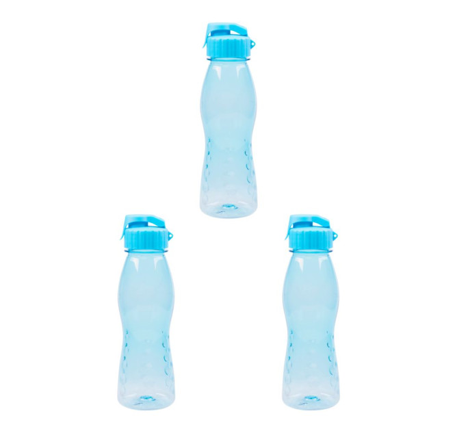 3 Stück culinario Freizeit Trinkflasche Flip Top, 700 ml, hellblau